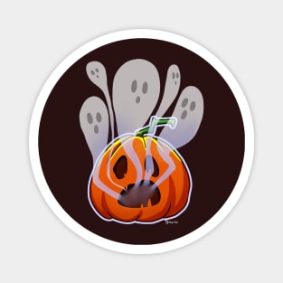 Ghostly Pumpkin - Halloween Magnet